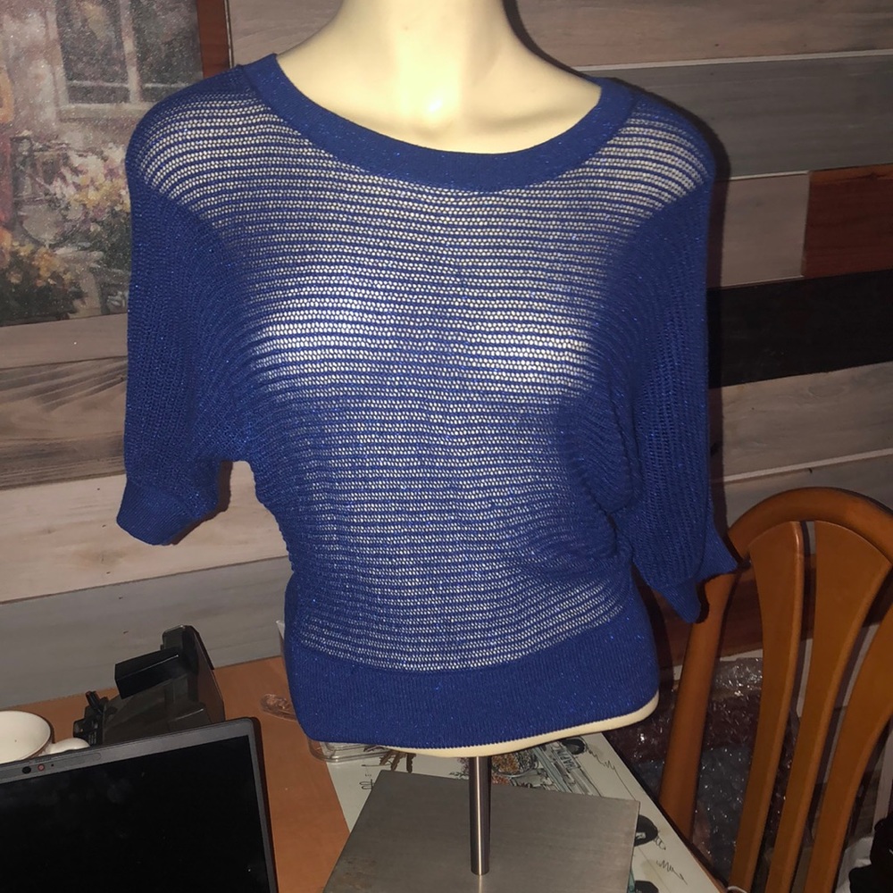 Sheer Sparkly Blue Acrylic Top - xsmall